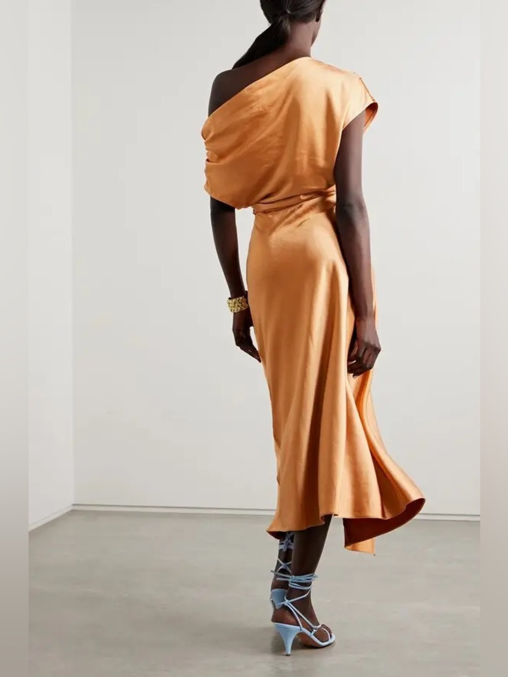 A.L.C. Jasmine Asymmetric Midi Dress in Sandstone 4 - Picture 7 of 9